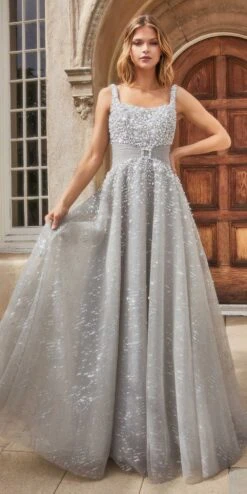 Andrea & Leo A1181 Floor Length Pearleque Ball Gown With Crystal Buckle(Andrea Leo A1181 Floor Length Pearleque Ball Gown With Crystal Buckle)