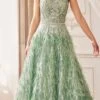 Andrea & Leo A1226 Tea Length Feather Skirt Strapless Beaded Gown(Andrea Leo A1226 Tea Length Feather Skirt Strapless Beaded Gown) -Dress Promotion Store A1226 sage 0ed94503 5401 4ac2 b402 0414de8bd213