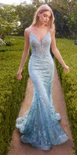 Andrea & Leo A1252 Long Lace Embellished Mermaid Gown(Andrea Leo A1252 Long Lace Embellished Mermaid Gown) -Dress Promotion Store A1252 sea mist 1