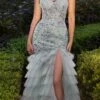 Andrea & Leo A1260 One Shoulder Embellished Layered Tulle Mermaid Gown(Andrea Leo A1260 One Shoulder Embellished Layered Tulle Mermaid Gown)
