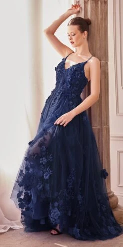 Andrea & Leo A1326 Long Tulle A-Line Floral Applique Gown(Andrea Leo A1326 Long Tulle A Line Floral Applique Gown) -Dress Promotion Store A1326 navy 369e503f eb72 4608 8ceb bb37a93b7d1e