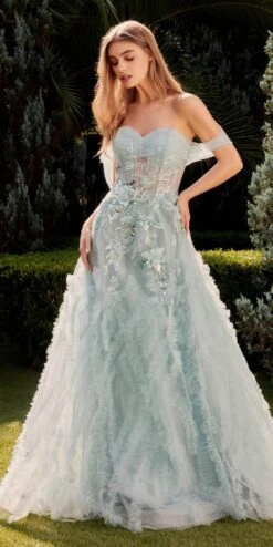 Andrea & Leo A1343 Long Off Shoulder Ethereal A-Line Ball Gown(Andrea Leo A1343 Long Off Shoulder Ethereal A Line Ball Gown)