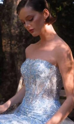 Andrea & Leo A1365 Dress Strapless Overskirt Glimmering Gown(Andrea Leo A1365 Dress Strapless Overskirt Glimmering Gown) -Dress Promotion Store A1365 ANDREA AND LEO LIGHT BLUE ZOOM