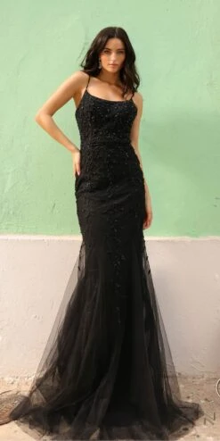 Nox Anabel A1376 Long Fitted Mermaid Gown Open Lace Up Back(Nox Anabel A1376 Long Fitted Mermaid Gown Open Lace Up Back) 14 Nox Anabel A1376 Long Fitted Mermaid Gown Open Lace Up Back(Nox Anabel A1376 Long Fitted Mermaid Gown Open Lace Up Back) -Dress Promotion Store A1376BLACK 0