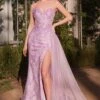 Andrea & Leo A1379 Floral Motif Strapless Fitted Gown(Andrea Leo A1379 Floral Motif Strapless Fitted Gown) -Dress Promotion Store A1379 LAVENDER front