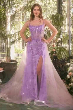 Andrea & Leo A1382 Dress Tulle Daisy Overskirt Gown(Andrea Leo A1382 Dress Tulle Daisy Overskirt Gown) -Dress Promotion Store A1382 LAVENDER front