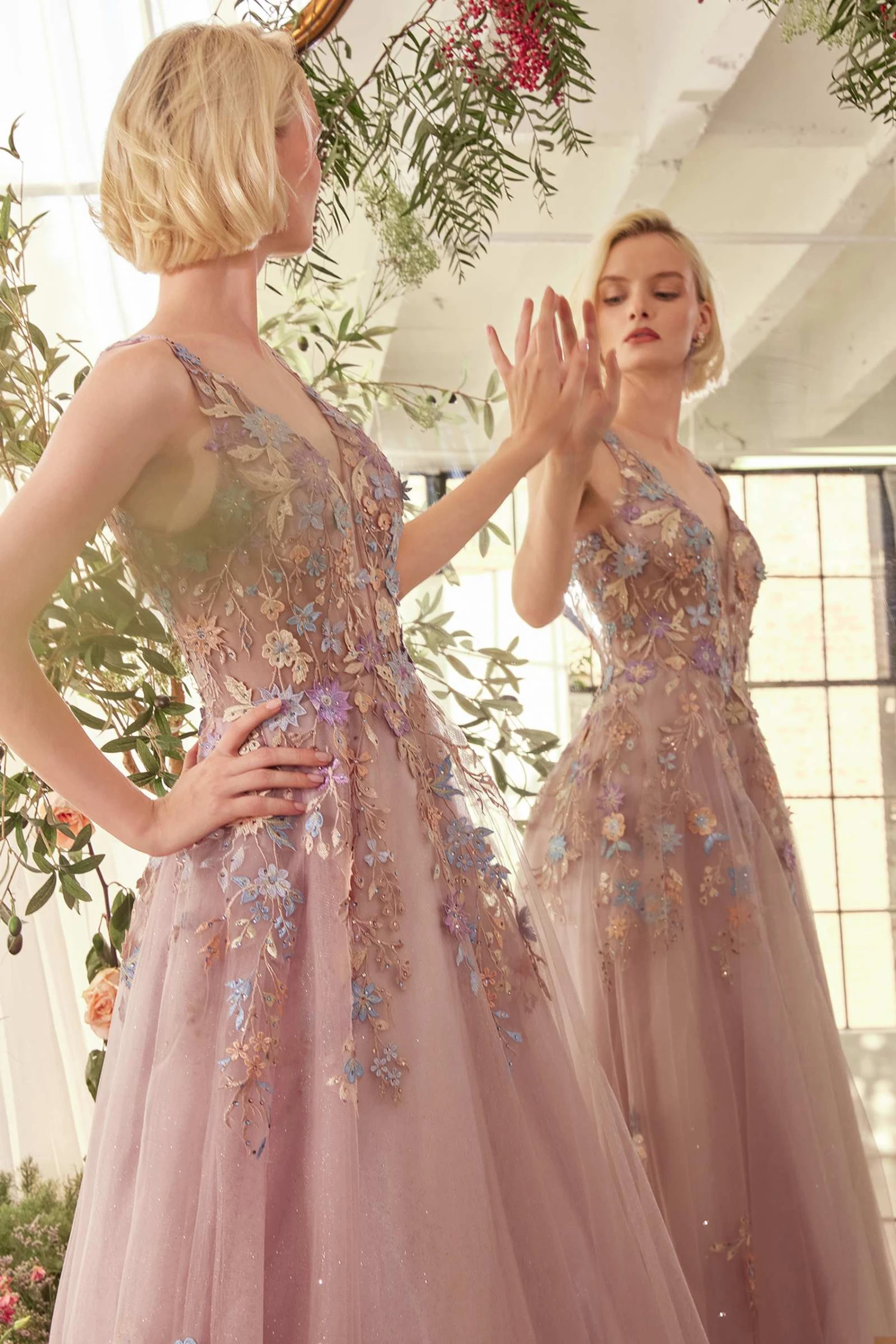 Andrea & Leo A1394 Dress Floral Applique A-Line Layered Tulle Gown(Andrea Leo A1394 Dress Floral Applique A Line Layered Tulle Gown) 5 Andrea & Leo A1394 Dress Floral Applique A-Line Layered Tulle Gown(Andrea Leo A1394 Dress Floral Applique A Line Layered Tulle Gown) - Image 3