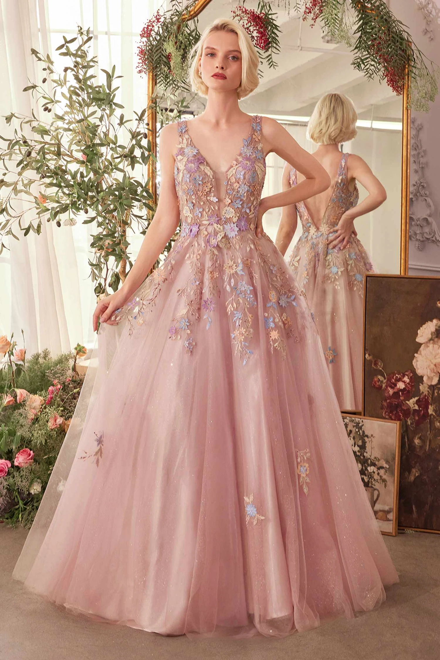 Andrea & Leo A1394 Dress Floral Applique A-Line Layered Tulle Gown(Andrea Leo A1394 Dress Floral Applique A Line Layered Tulle Gown) 3 Andrea & Leo A1394 Dress Floral Applique A-Line Layered Tulle Gown(Andrea Leo A1394 Dress Floral Applique A Line Layered Tulle Gown)