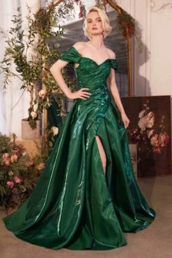 Andrea & Leo A1424 Dress Off The Shoulder Organza Ball Gown(Andrea Leo A1424 Dress Off The Shoulder Organza Ball Gown) -Dress Promotion Store A1424 ANDREA AND LEO EMERALD