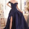 Andrea & Leo A1424 Dress Off The Shoulder Organza Ball Gown(Andrea Leo A1424 Dress Off The Shoulder Organza Ball Gown) -Dress Promotion Store A1424 ANDREA AND LEO NAVY