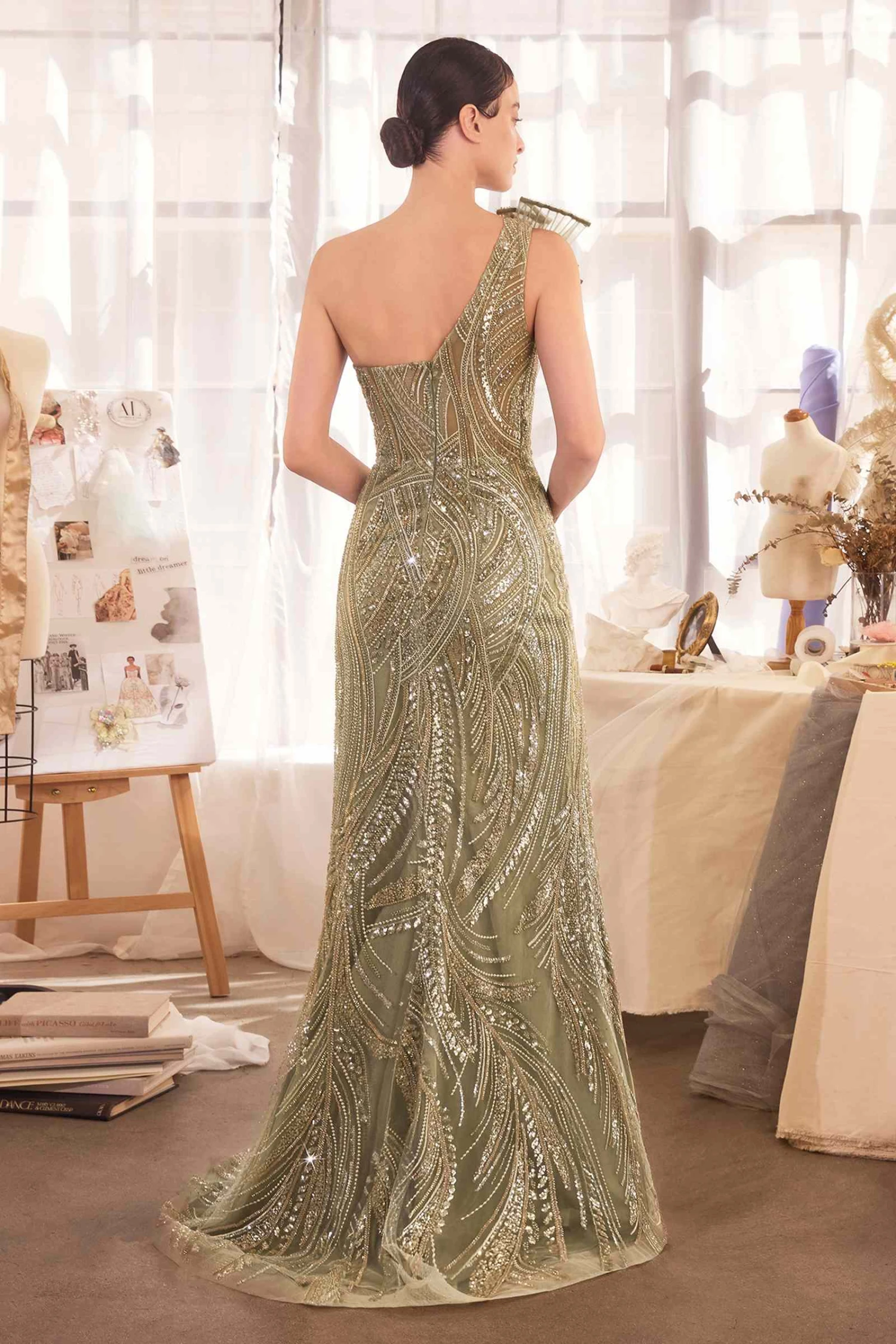 Andrea & Leo A1435 Dress One Shoulder Beaded Evening Gown(Andrea Leo A1435 Dress One Shoulder Beaded Evening Gown) 6 Andrea & Leo A1435 Dress One Shoulder Beaded Evening Gown(Andrea Leo A1435 Dress One Shoulder Beaded Evening Gown) - Image 4