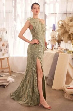 Andrea & Leo A1435 Dress One Shoulder Beaded Evening Gown(Andrea Leo A1435 Dress One Shoulder Beaded Evening Gown) 13 Andrea & Leo A1435 Dress One Shoulder Beaded Evening Gown(Andrea Leo A1435 Dress One Shoulder Beaded Evening Gown) -Dress Promotion Store A1435 ANDREA AND LEO SAGE SIDE