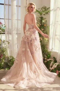 Andrea & Leo A1453 Dress Spring Floral Applique A-Line Gown(Andrea Leo A1453 Dress Spring Floral Applique A Line Gown) -Dress Promotion Store A1453 MAUVE 1