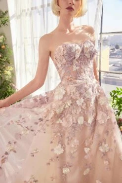 Andrea & Leo A1453 Dress Spring Floral Applique A-Line Gown(Andrea Leo A1453 Dress Spring Floral Applique A Line Gown) -Dress Promotion Store A1453 MAUVE 2 2