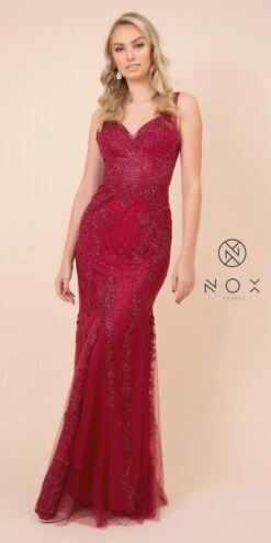 Nox Anabel A398 Embroidered Mermaid Fit And Flare Long Dress(Embroidered Fit And Flare Long Prom Dress Rose) -Dress Promotion Store A398 nox anabel burgundy 415efdf0 0b4f 45e0 99b4 8a965bc146e9