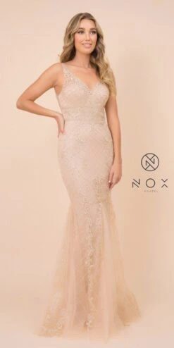 Nox Anabel A398 Embroidered Mermaid Fit And Flare Long Dress(Embroidered Fit And Flare Long Prom Dress Rose) -Dress Promotion Store A398 nox anabel gold 5534cce7 8ecb 42c6 933d 3b53b1ad0793
