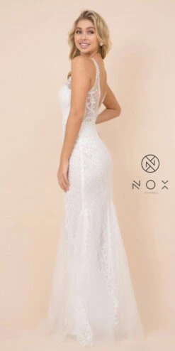 Nox Anabel A398 Embroidered Mermaid Fit And Flare Long Dress(Embroidered Fit And Flare Long Prom Dress Rose) -Dress Promotion Store A398 nox anabel white back daf5bf12 ae9d 4f2c a235 27e129530e19