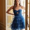 Nox Anabel A827 Short Glittered A-Line Tiered Tulle Dress(Nox Anabel A827 Short Glittered A Line Tiered Tulle Dress) -Dress Promotion Store A827 NAVYBLUE 70