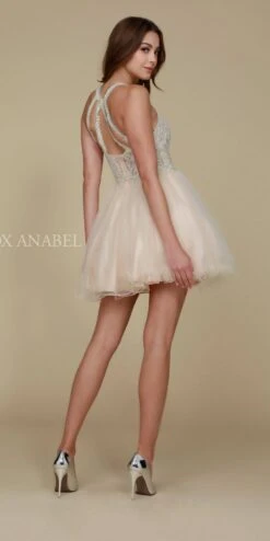 CLEARANCE - Nox Anabel B652 Short Dress Poofy A-Line Tulle Skirt (Size Small)(Clearance Nox Anabel B652 Short Dress Poofy A Line Tulle Skirt Size Small) -Dress Promotion Store B652 nox anabel champagne back dcd44b65 eee8 445b 9218 8151d3911d36