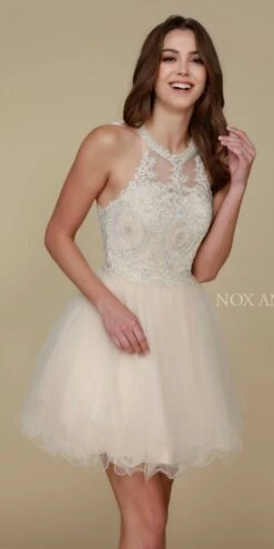 CLEARANCE - Nox Anabel B652 Short Dress Poofy A-Line Tulle Skirt (Size Small)(Clearance Nox Anabel B652 Short Dress Poofy A Line Tulle Skirt Size Small) -Dress Promotion Store B652 nox anabel champagne closeup a76b5aa9 1bca 45b5 8662 0e7d0564a2e3