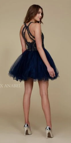 CLEARANCE - Nox Anabel B652 Short Dress Poofy A-Line Tulle Skirt (Size Small)(Clearance Nox Anabel B652 Short Dress Poofy A Line Tulle Skirt Size Small) -Dress Promotion Store B652 nox anabel navy back 3afbff72 0e44 4545 89b7 b4108efeda68