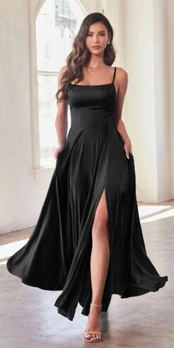 Ladivine B8402 Long Square Neck Pockets Satin A-Line Gown(Ladivine B8402 Long Square Neck Pockets Satin A Line Gown) 29 Ladivine B8402 Long Square Neck Pockets Satin A-Line Gown(Ladivine B8402 Long Square Neck Pockets Satin A Line Gown) -Dress Promotion Store B8402 black