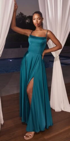 Ladivine B8402 Long Square Neck Pockets Satin A-Line Gown(Ladivine B8402 Long Square Neck Pockets Satin A Line Gown) 24 Ladivine B8402 Long Square Neck Pockets Satin A-Line Gown(Ladivine B8402 Long Square Neck Pockets Satin A Line Gown) -Dress Promotion Store B8402 frenchnavy