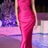 Ladivine BD7044 Long Fitted Satin Slip Gown(Ladivine Bd7044 Long Fitted Satin Slip Gown) -Dress Promotion Store BD7044 fuchsia 1