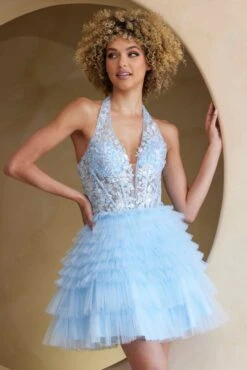 Amelia Couture BZ9040s Short Halter Ruffled Tiered A-Line Skirt Dress(Amelia Couture Bz9040s Short Halter Ruffled Tiered A Line Skirt Dress) 15 Amelia Couture BZ9040s Short Halter Ruffled Tiered A-Line Skirt Dress(Amelia Couture Bz9040s Short Halter Ruffled Tiered A Line Skirt Dress) -Dress Promotion Store BZ9040SBabyBlue 1