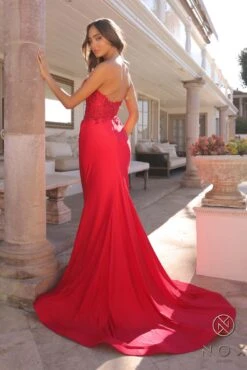 Nox Anabel C1345 Long Strapless Sweetheart Corset Bodice Mermaid Gown(Nox Anabel C1345 Long Strapless Sweetheart Corset Bodice Mermaid Gown) -Dress Promotion Store C1345RED9072