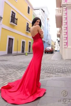 Nox Anabel C1345 Long Strapless Sweetheart Corset Bodice Mermaid Gown(Nox Anabel C1345 Long Strapless Sweetheart Corset Bodice Mermaid Gown) -Dress Promotion Store C1345RED 1