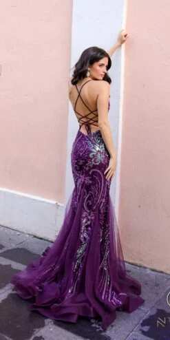 Nox Anabel C1416 Long Sequin Embroidery V-Neck Open Back Mermaid Gown(Nox Anabel C1416 Long Sequin Embroidery V Neck Open Back Mermaid Gown) 20 Nox Anabel C1416 Long Sequin Embroidery V-Neck Open Back Mermaid Gown(Nox Anabel C1416 Long Sequin Embroidery V Neck Open Back Mermaid Gown) -Dress Promotion Store C1416PURPLE 2