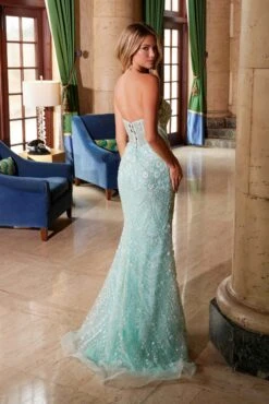 Nox Anabel C1599 Strapless Beaded Tulle Dress With Lace-Up Back(Nox Anabel C1599 Strapless Beaded Tulle Dress With Lace Up Back) -Dress Promotion Store C1599MINTGREEN 13