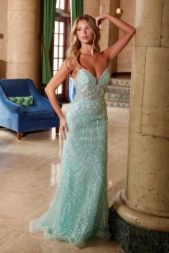 Nox Anabel C1599 Strapless Beaded Tulle Dress With Lace-Up Back(Nox Anabel C1599 Strapless Beaded Tulle Dress With Lace Up Back) -Dress Promotion Store C1599MINTGREEN 9