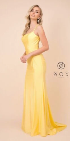 CLEARANCE - Nox Anabel C301 Yellow Mermaid Long Dress (Size Medium)(Clearance Yellow Mermaid Long Formal Dress Strappy Back Size Medium)