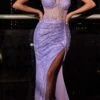 Cinderella Divine CB084 Strapless Fitted Glitter Gown(Strapless Fitted Glitter Gown By Cinderella Divine Cb084) -Dress Promotion Store CB084 lilac
