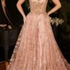Ladivine CB102 Floor Length Glitter Corset Layered A-Line Ball Gown(Ladivine Cb102 Floor Length Glitter Corset Layered A Line Ball Gown) -Dress Promotion Store CB102 rose gold