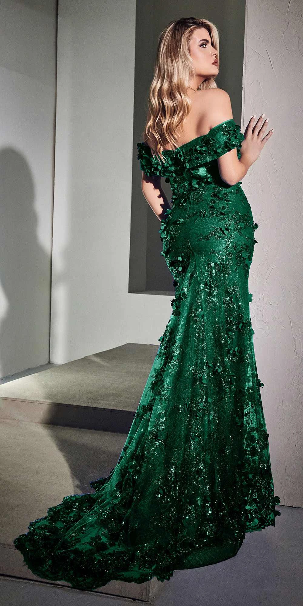 Ladivine CC2164 Long Off The Shoulder 3D Applique Floral Gown(Ladivine Cc2164 Long Off The Shoulder 3d Applique Floral Gown) 6 Ladivine CC2164 Long Off The Shoulder 3D Applique Floral Gown(Ladivine Cc2164 Long Off The Shoulder 3d Applique Floral Gown) - Image 4