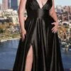 Ladivine CC2349C Long Glitter Stretch Satin A-Line Evening Gown(Ladivine Cc2349c Long Glitter Stretch Satin A Line Evening Gown) -Dress Promotion Store CC2349C black