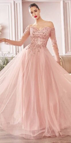 Cinderella Divine CD0172 A-Line Layered Tulle Gown Off The Shoulder Long Sleeve(Cinderella Divine Cd0172 A Line Layered Smokey Blue Tulle Gown Off The Shoulder Long Sleeve) -Dress Promotion Store CD0172 cinderella divine rose gold 2b052479 bc6b 4113 aa4e fa7b108fdfa6