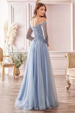 Cinderella Divine CD0172 A-Line Layered Tulle Gown Off The Shoulder Long Sleeve(Cinderella Divine Cd0172 A Line Layered Smokey Blue Tulle Gown Off The Shoulder Long Sleeve) -Dress Promotion Store CD0172 cinderella divine smokey blue back 525c7fd6 c05a 434f adf0 07ab0ce5501e