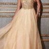 Cinderella Divine CD0177 Glitter Tulle A-Line Ball Gown Off The Shoulder(Floor Length Glitter Tulle A Line Navy Blue Ball Gown Off The Shoulder) -Dress Promotion Store CD0177 champagne 1