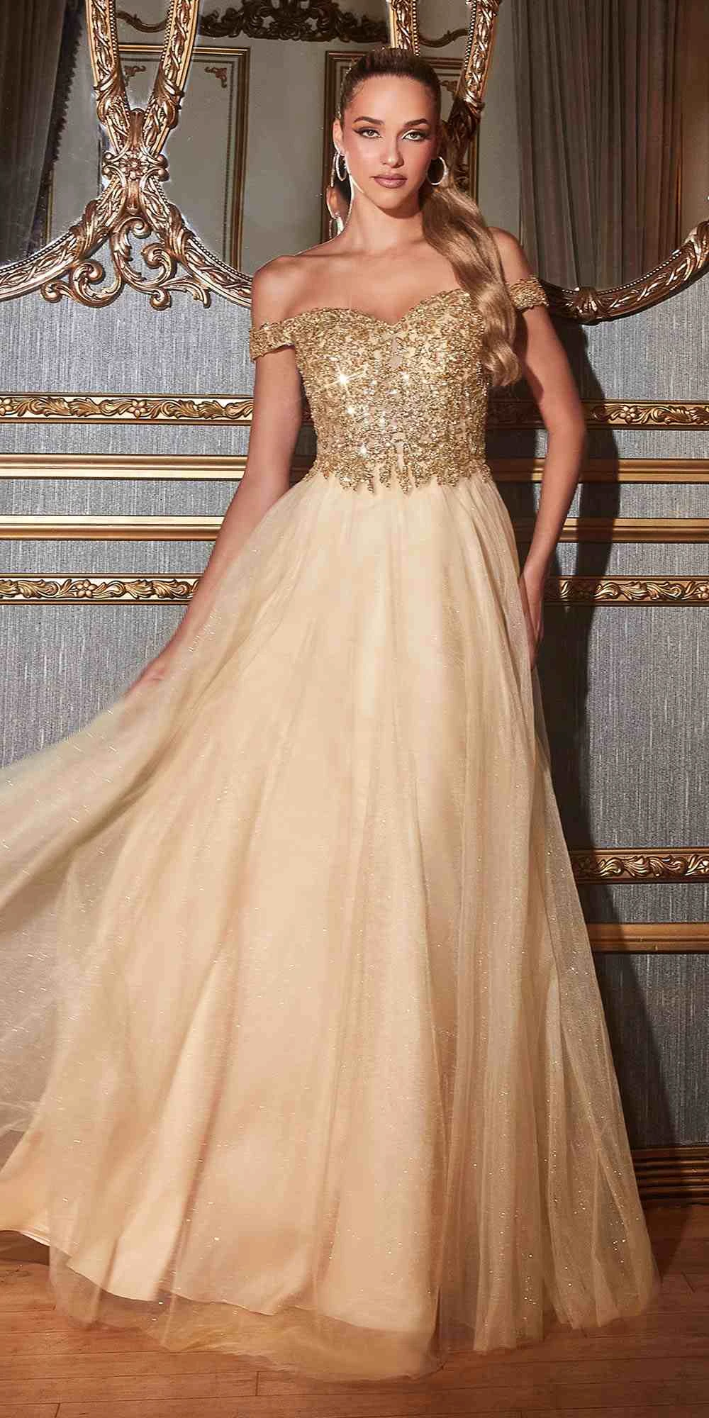 Cinderella Divine CD0177 Glitter Tulle A-Line Ball Gown Off The Shoulder(Floor Length Glitter Tulle A Line Navy Blue Ball Gown Off The Shoulder) 3 Cinderella Divine CD0177 Glitter Tulle A-Line Ball Gown Off The Shoulder(Floor Length Glitter Tulle A Line Navy Blue Ball Gown Off The Shoulder)