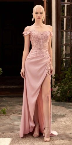 Cinderella Divine CD0186 Long Floral Off The Shoulder Gown With Slit(Long Floral Off The Shoulder Gown With Slit By Cinderella Divine Cd0186) 28 Cinderella Divine CD0186 Long Floral Off The Shoulder Gown With Slit(Long Floral Off The Shoulder Gown With Slit By Cinderella Divine Cd0186) -Dress Promotion Store CD0186 blush