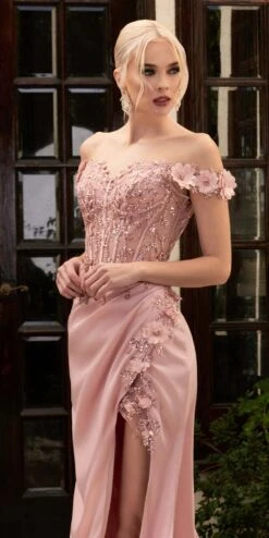 Cinderella Divine CD0186 Long Floral Off The Shoulder Gown With Slit(Long Floral Off The Shoulder Gown With Slit By Cinderella Divine Cd0186) 30 Cinderella Divine CD0186 Long Floral Off The Shoulder Gown With Slit(Long Floral Off The Shoulder Gown With Slit By Cinderella Divine Cd0186) -Dress Promotion Store CD0186 blush 1