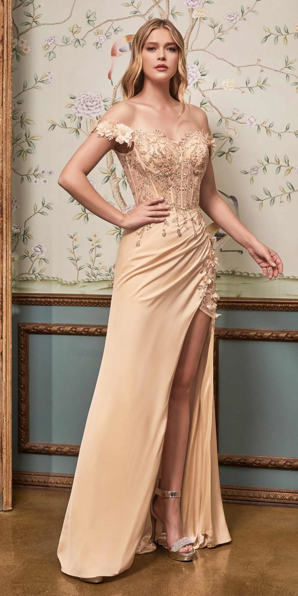 Cinderella Divine CD0186 Long Floral Off The Shoulder Gown With Slit(Long Floral Off The Shoulder Gown With Slit By Cinderella Divine Cd0186) 13 Cinderella Divine CD0186 Long Floral Off The Shoulder Gown With Slit(Long Floral Off The Shoulder Gown With Slit By Cinderella Divine Cd0186) - Image 11