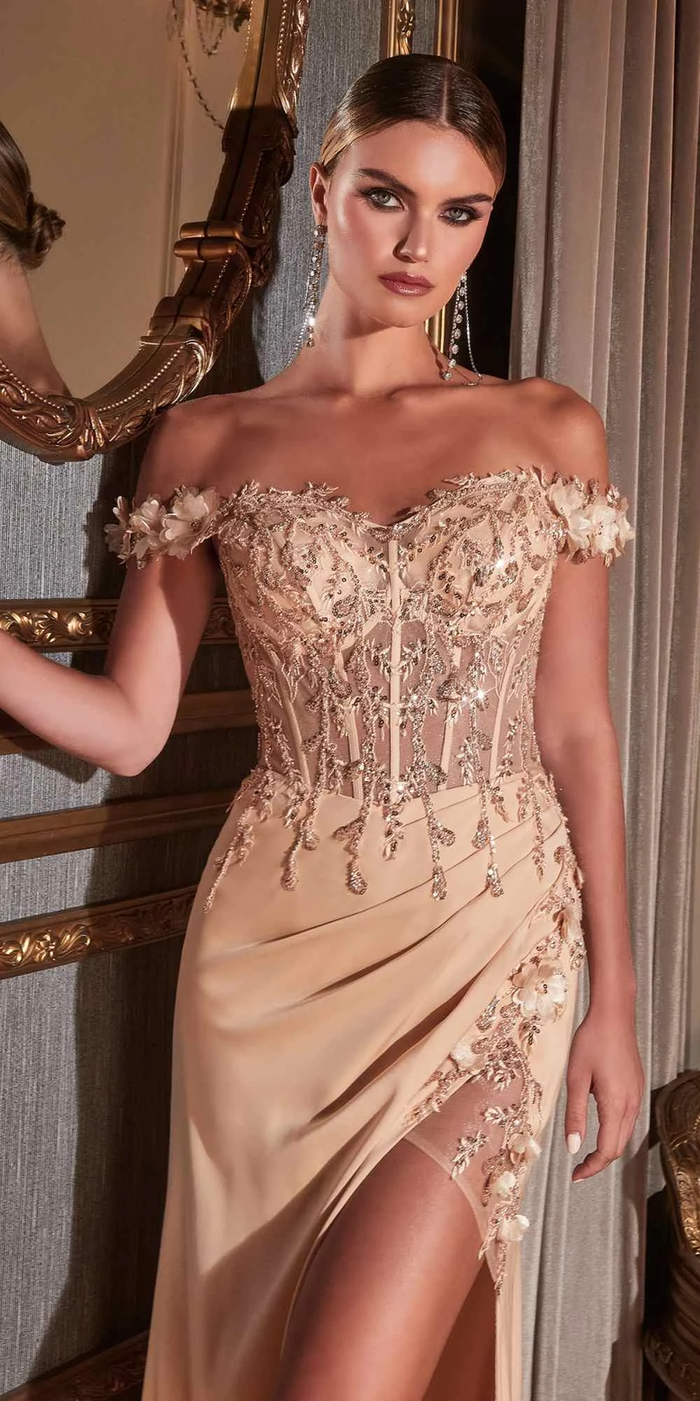 Cinderella Divine CD0186 Long Floral Off The Shoulder Gown With Slit(Long Floral Off The Shoulder Gown With Slit By Cinderella Divine Cd0186) 6 Cinderella Divine CD0186 Long Floral Off The Shoulder Gown With Slit(Long Floral Off The Shoulder Gown With Slit By Cinderella Divine Cd0186) - Image 4