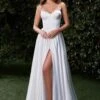 Ladivine CD337W Long A-Line Slit Satin Bustier Dress(Ladivine Cd337w Long A Line Slit Satin Bustier Dress) -Dress Promotion Store CD337W OFFWHITE 1