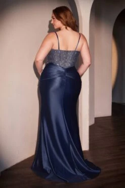 Ladivine CD752C Dress Fitted Satin Embellished Plus Size Gown(Ladivine Cd752c Dress Fitted Satin Embellished Plus Size Gown) -Dress Promotion Store CD752C NAVY BACK 7cfe2f1d 0084 4b67 a1f5 2ae6132d4116