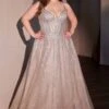 Ladivine CD786C A-Line Layered Tulle Plus Size Dress(Ladivine Cd786c A Line Layered Tulle Plus Size Dress) -Dress Promotion Store CD786C SILVER FRONT